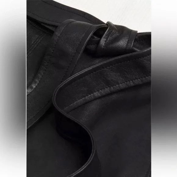 TED BAKER Oliyia Short Sleeve A Line Faux black Leather Mini Dress US Size 8 - Picture 6 of 12